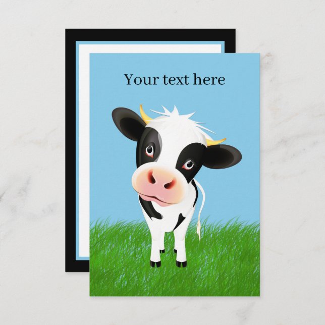 cute cow lovers add text  thank you card (Front/Back)