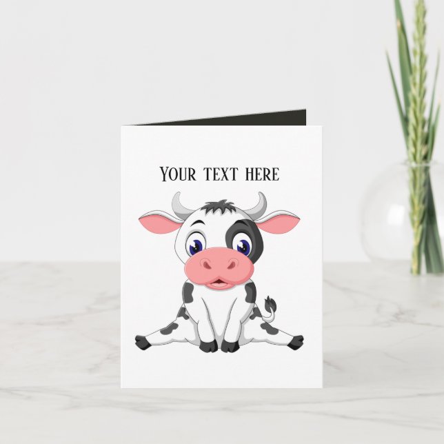 Cute cow lovers customisable card (Front)
