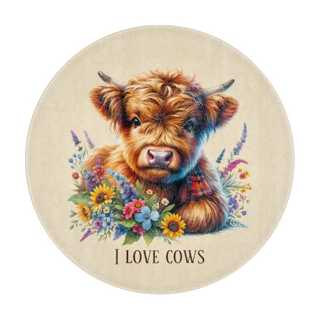 Cute cow lovers customisable cutting board (Front)