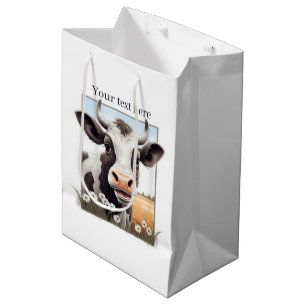 Cute cow lovers customisable medium gift bag