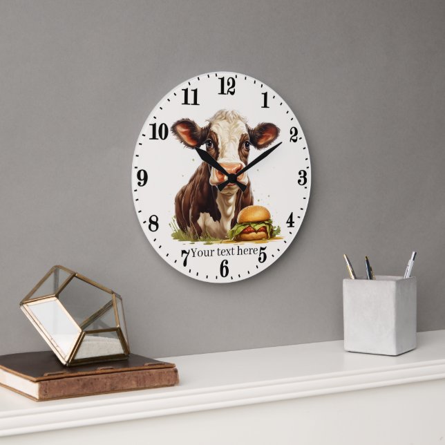 cute cow lovers kitchen large clock (Office)
