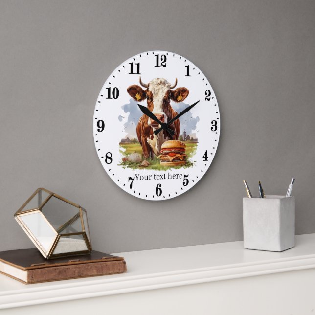 cute cow lovers kitchen large clock (Office)