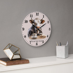 cute cow lovers office or kitchen  large clock
