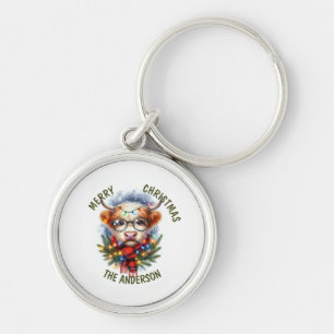 Cute Cow Merry christmas Key Ring