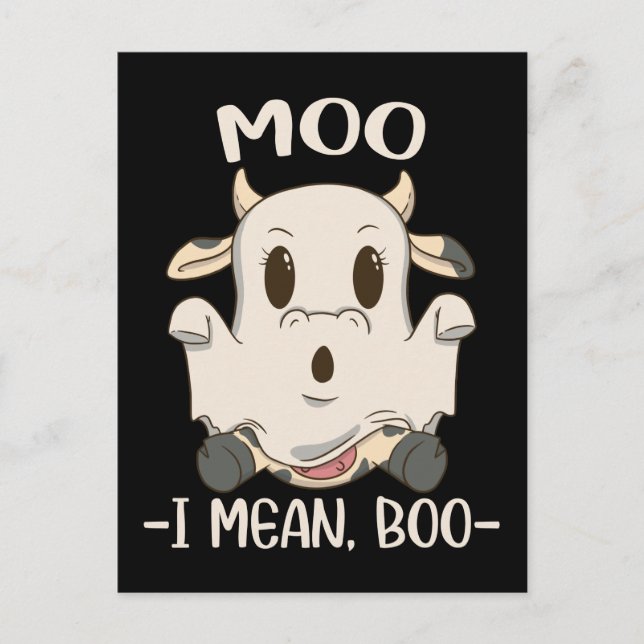 Cute Cow Moo Halloween Ghost Boo Postcard (Front)