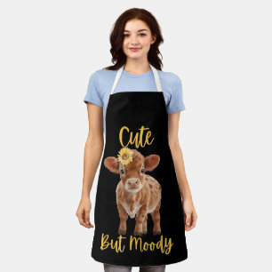Cute Cow-Moody Cow Lovers Farm Cowgirl Baby Sunflo Apron