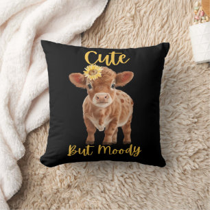 Cute Cow-Moody Cow Lovers Farm Cowgirl Baby Sunflo Cushion