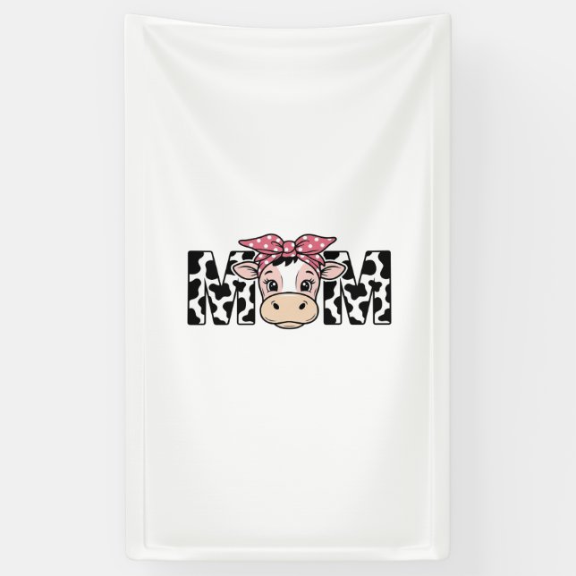 Cute Cow Mum Bow Graphic Design_1 Banner (Vertical)