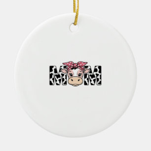 Cute Cow Mum Bow Graphic Design_1 Ceramic Ornament