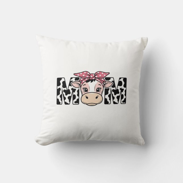 Cute Cow Mum Bow Graphic Design_1 Cushion (Front)