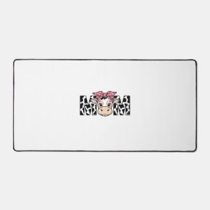 Cute Cow Mum Bow Graphic Design_1 Desk Mat