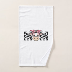 Cute Cow Mum Bow Graphic Design_1 Hand Towel