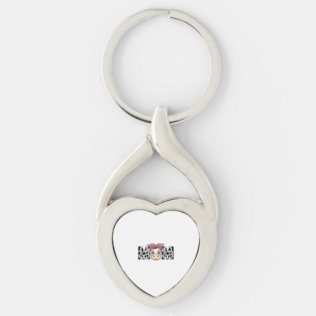 Cute Cow Mum Bow Graphic Design_1 Key Ring (Front)