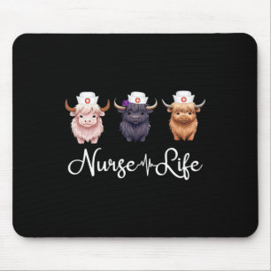 Cute Cow Nurse Life Farm Animal Lover Nursing Mouse Pad