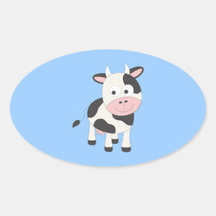 Cute cow oval sticker