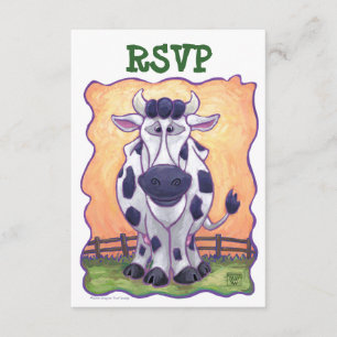 Cute Cow Party Centre RSVP Card