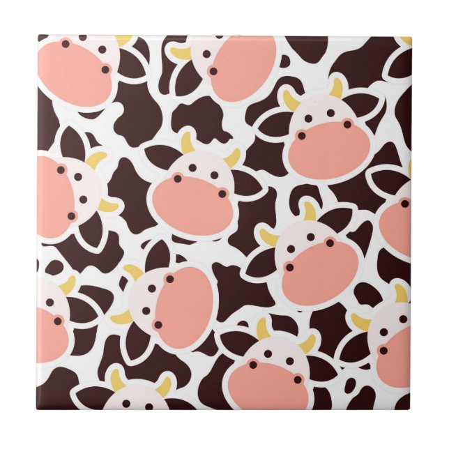 Cute Cow Pattern Ceramic Tile (Front)
