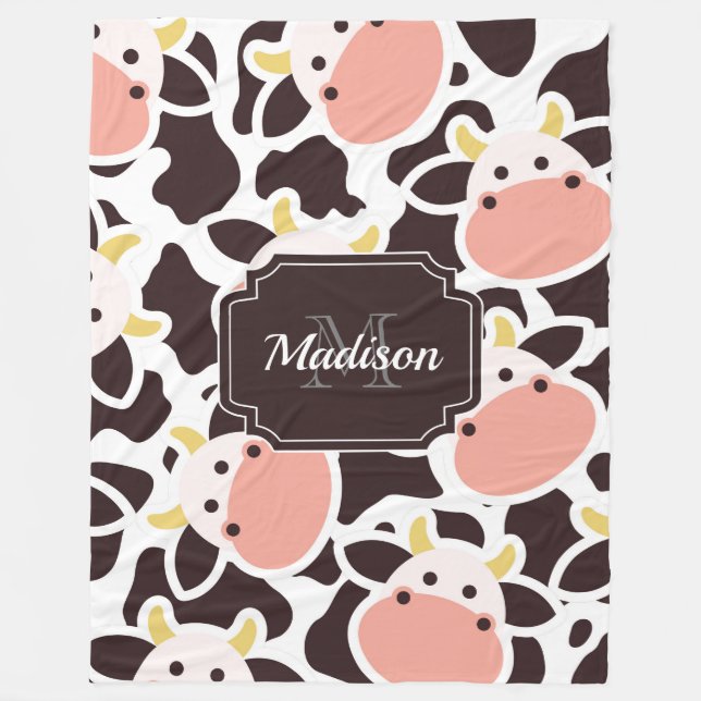 Cute Cow Pattern Fleece Blanket (Front)