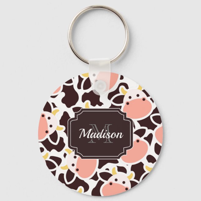 Cute Cow Pattern Key Ring (Front)