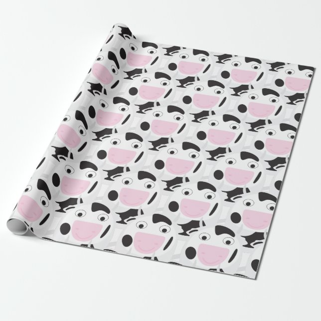 Cute Cow Pattern Wrapping Paper (Unrolled)