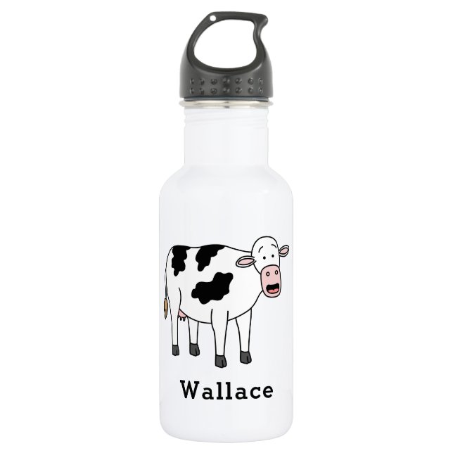 Cute Cow Personalised Custom Name Back To School 532 Ml Water Bottle (Front)