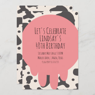 Cute Cow Print Adult Party 40th Birthday Holiday Card