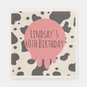 Cute Cow Print Adult Party 40th Birthday Napkin