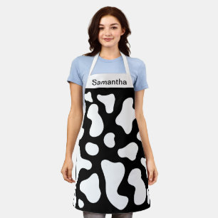 Cute Cow Print black Custom Apron