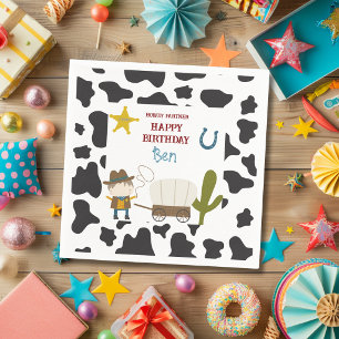 Cute Cow print Cowboy Birthday Napkin
