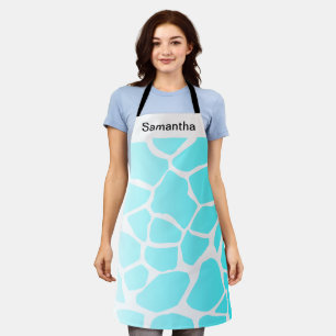 Cute Cow Print Gradient Blue Custom Apron