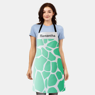 Cute Cow Print Gradient Green Custom Apron