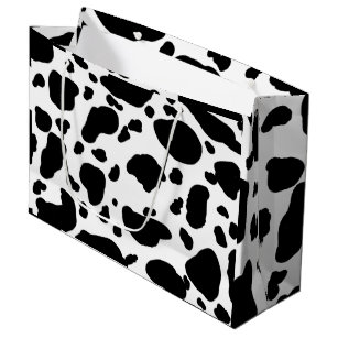 Cute Cow Print Pattern Black and White Large Gift Bag