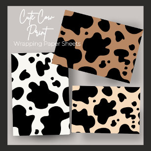 Black & White Cow Spots Animal Print Pattern Wrapping Paper