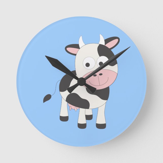 Cute cow round clock (Front)