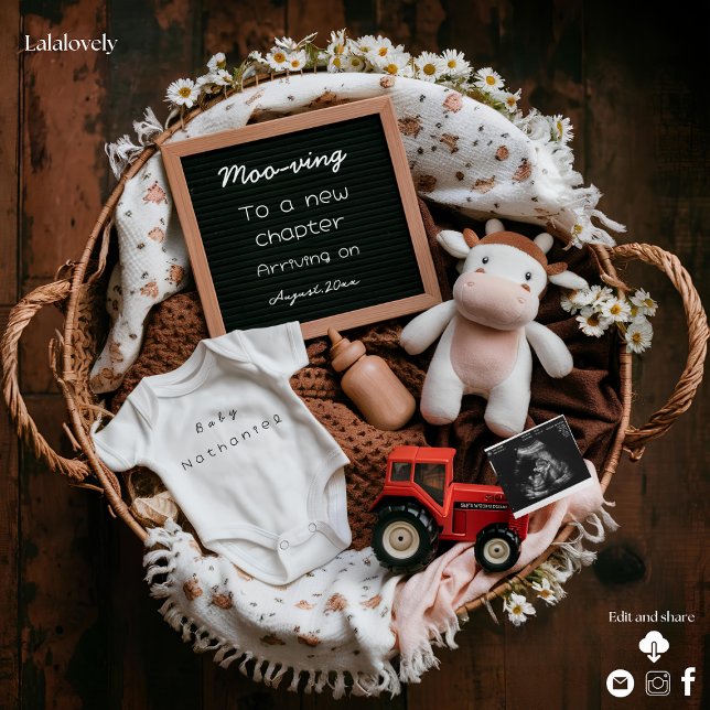 Cute cow Rustic Farm Pregnancy Announcement  (Creator Uploaded)