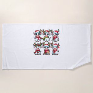 Cute Cow Santa Christmas Lights Funny Xmas Animal Beach Towel