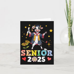 Cute Cow Senior 2025 Graduation School College Uni Card