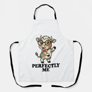 Cute Cow Shirt With Glasses Perfect Vibes Apron