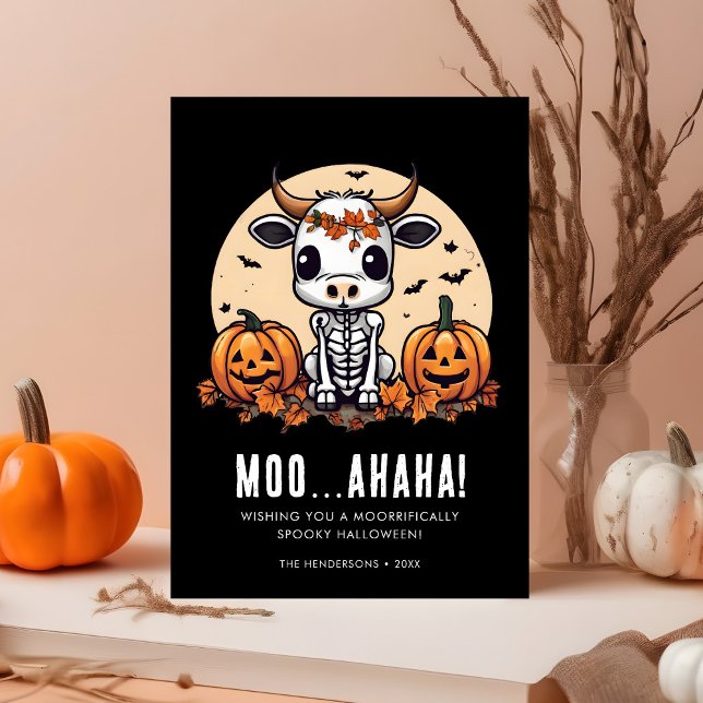 Cute Cow Skeleton Halloween Card (Creator Uploaded)