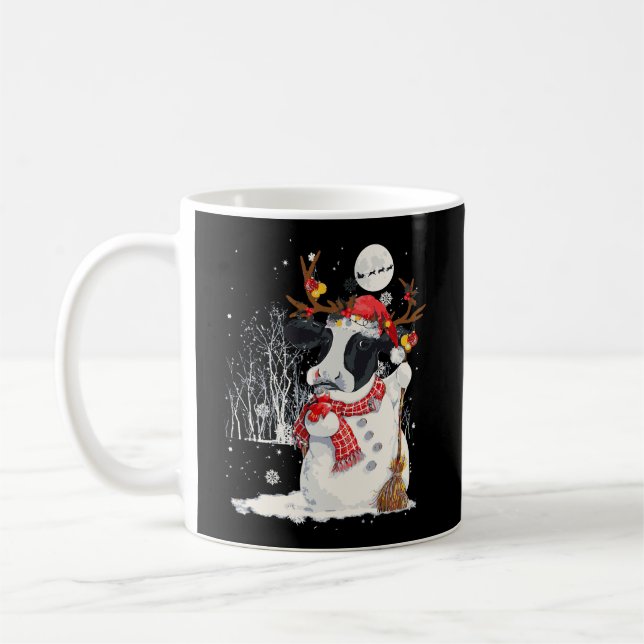 Cute Cow Snowcow Christmas Cow Snowman Winter Xmas Coffee Mug (Left)