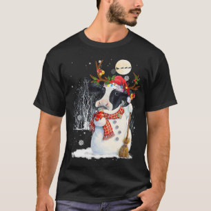 Cute Cow Snowcow Christmas Cow Snowman Winter Xmas T-Shirt