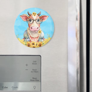 Cute Cow Sunflowers Magnet