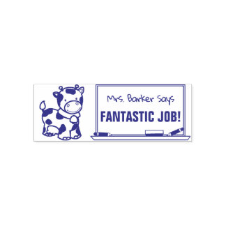 Cute Cow - Teacher Says.. Fantastic Job! Self-inking Stamp