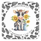 Cute Cow Thank You Modern Farm Animal Birthday