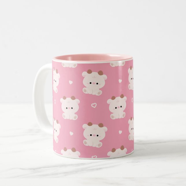 Cute Cow Two-Tone Coffee Mug (Front Left)