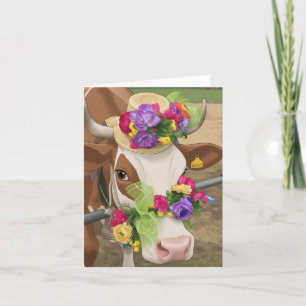 Cute cow up close greeting card