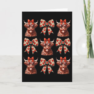 Cute Cow Valentine Coquette Bow Cowgirl Western  Card