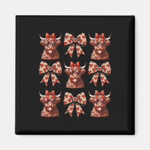 Cute Cow Valentine Coquette Bow Cowgirl Western Magnet