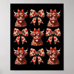 Cute Cow Valentine Coquette Bow Cowgirl Western Poster