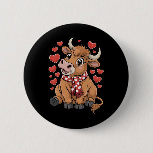 Cute Cow Valentine Day Funny Hearts Women Lover 6 Cm Round Badge